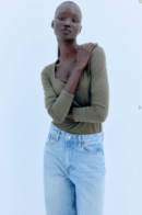 Long-sleeved jersey top